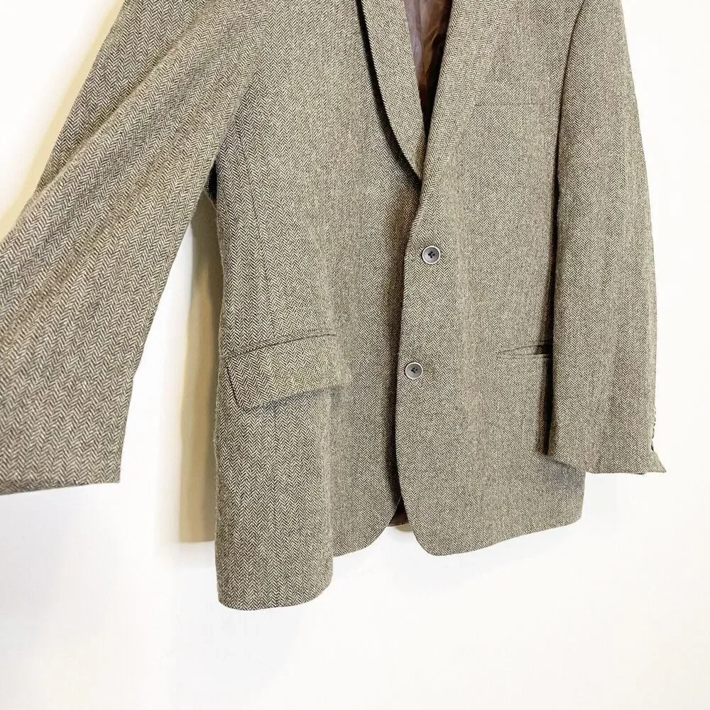 Lanificio di Pray 48R Blazer Sport Coat S.‎ Cohen Perlis Brown Wool Cashmere